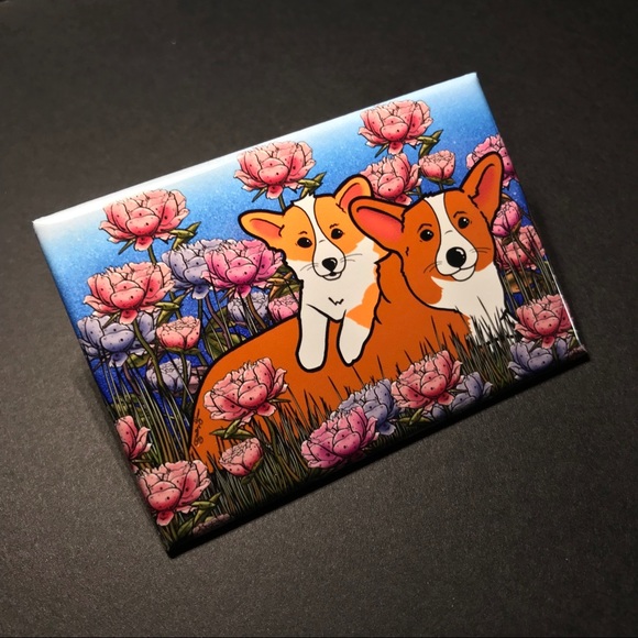 Corgis in the Garden Magnet Dog Art Gifts Decor - Picture 6 of 8
